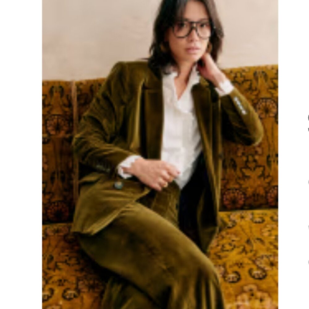 NWT SEZANE Olive Velvet Women's Suit Pants